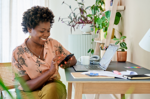 business owner working from home at desk