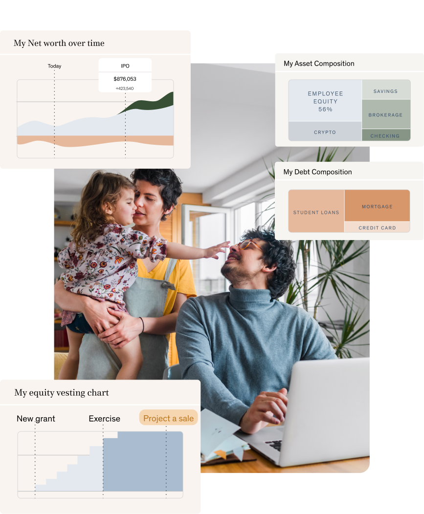 early employee tracking net worth, equity vesting, and assets & debts