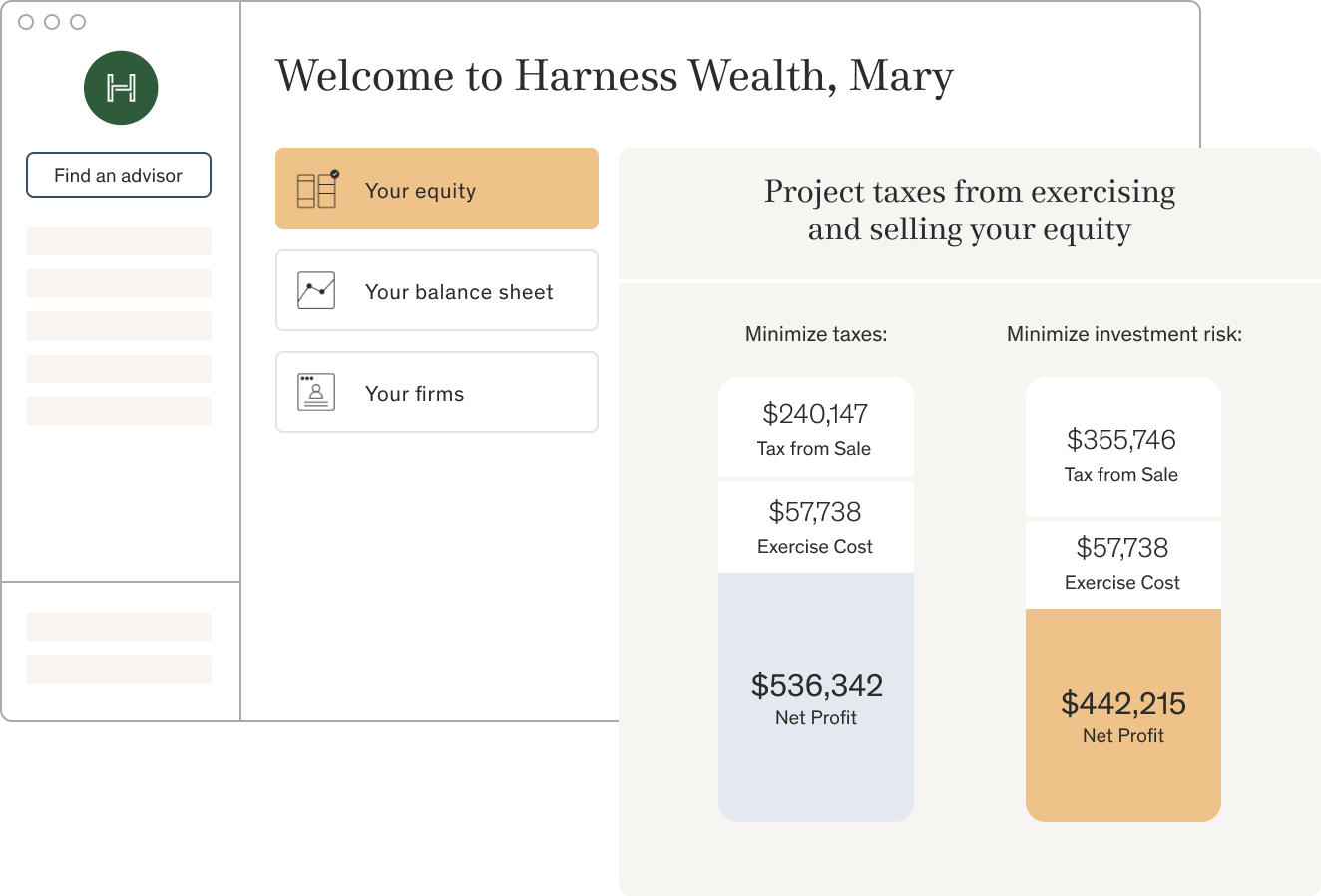 equity tracker tool with tax calculator