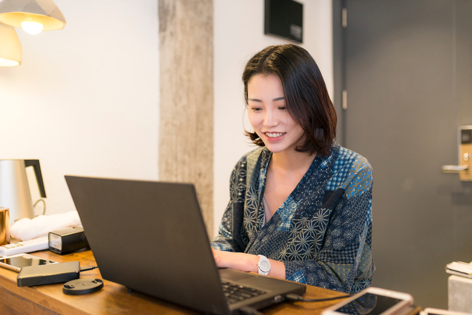 A woman working at a desk