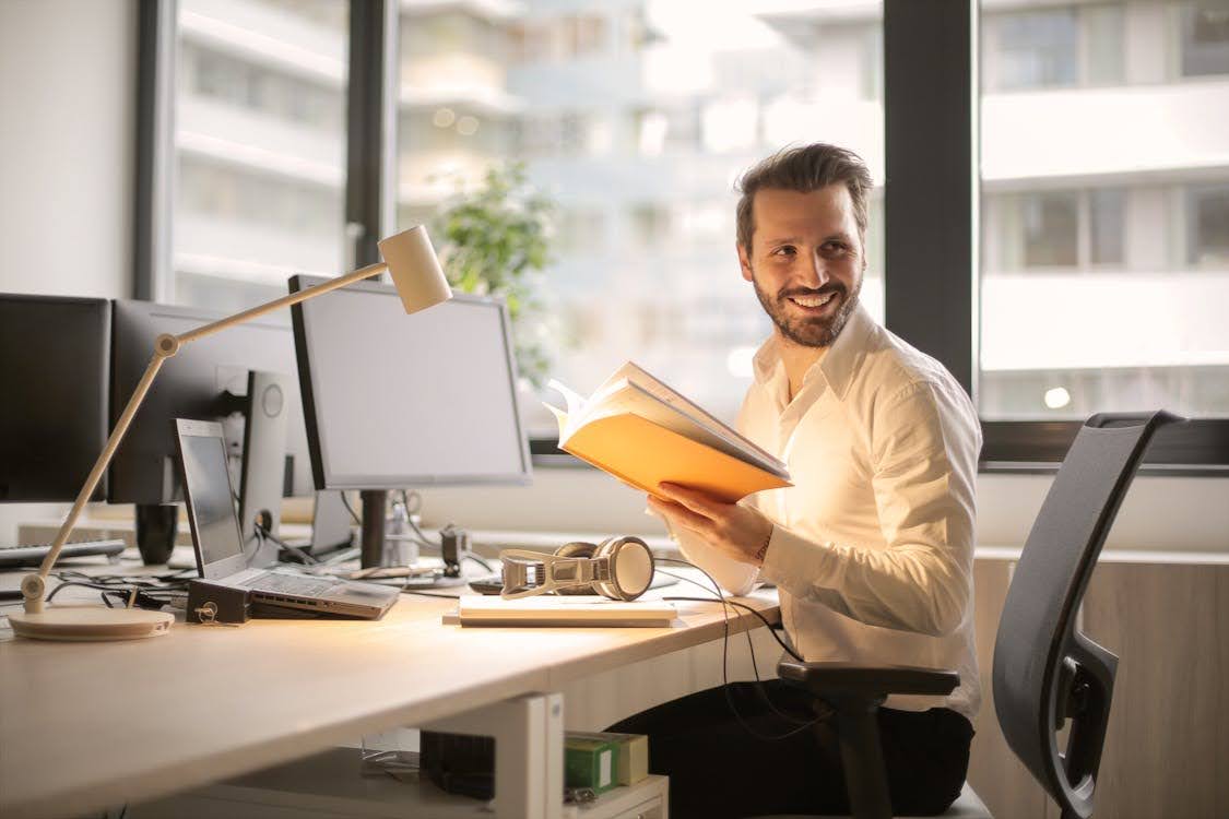 man at a computer