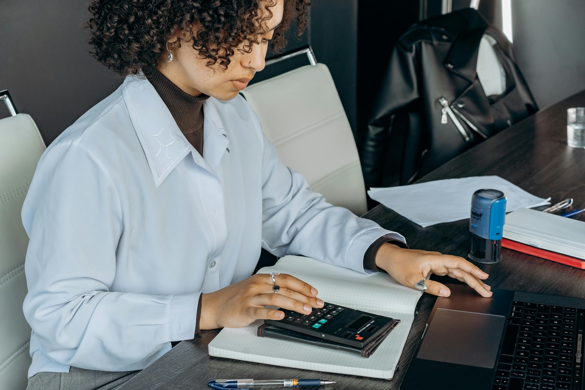 a woman doing her taxes