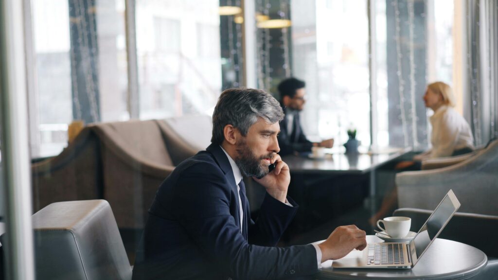 A man using technology