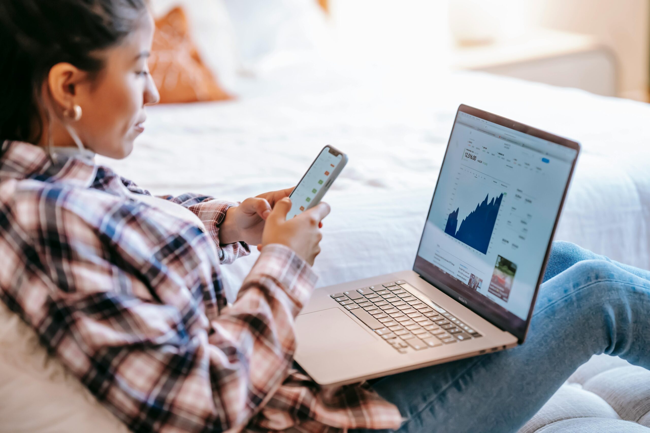 A woman assessing financial data