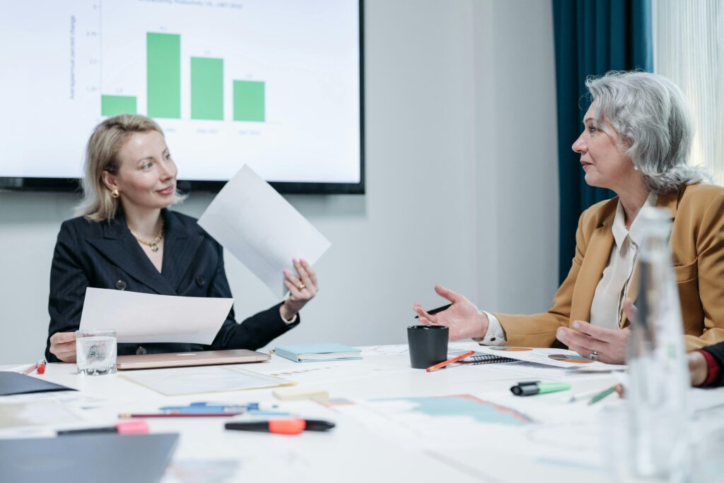 Two women in a meeting
