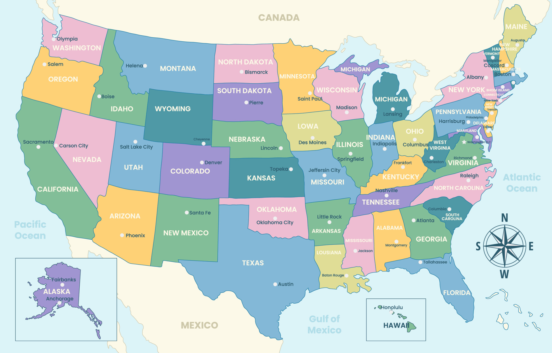 A map of the United States, symbolizing the geographic complexity and jurisdictional differences involved in managing multi-state tax clients.
