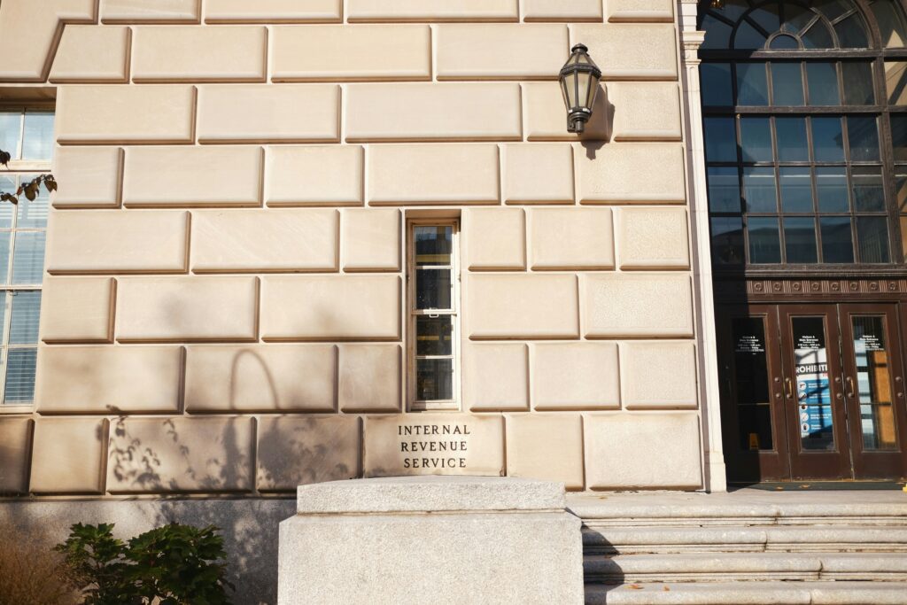 Exterior of the IRS building, symbolizing the dismantling of Direct File and shifting priorities in federal tax administration.